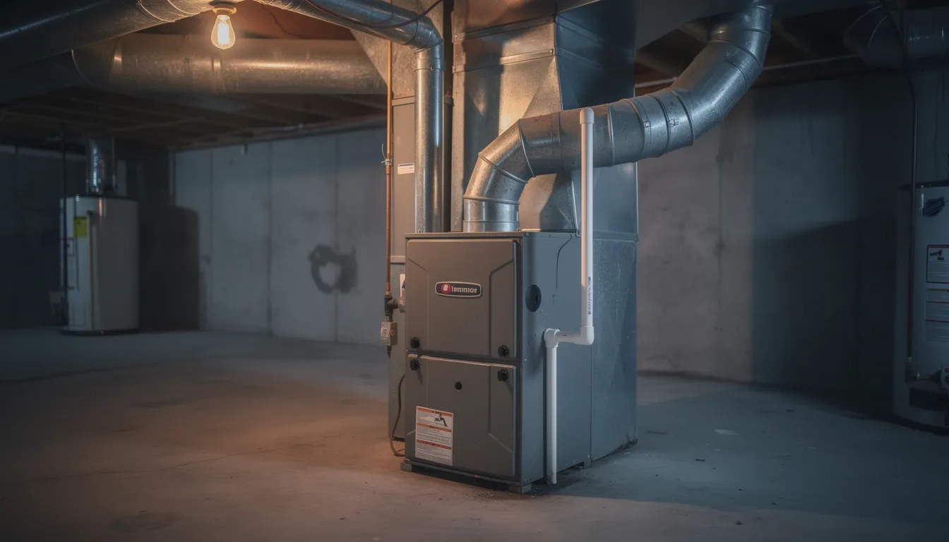 Home furnace in a basement representing Illinois utility bill assistance
